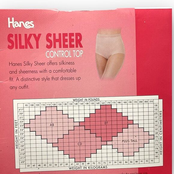 Hanes Silky Sheer Control Top Tights Nylon Style OG071 Sandalfoot Sz EF Natural - Picture 5 of 8